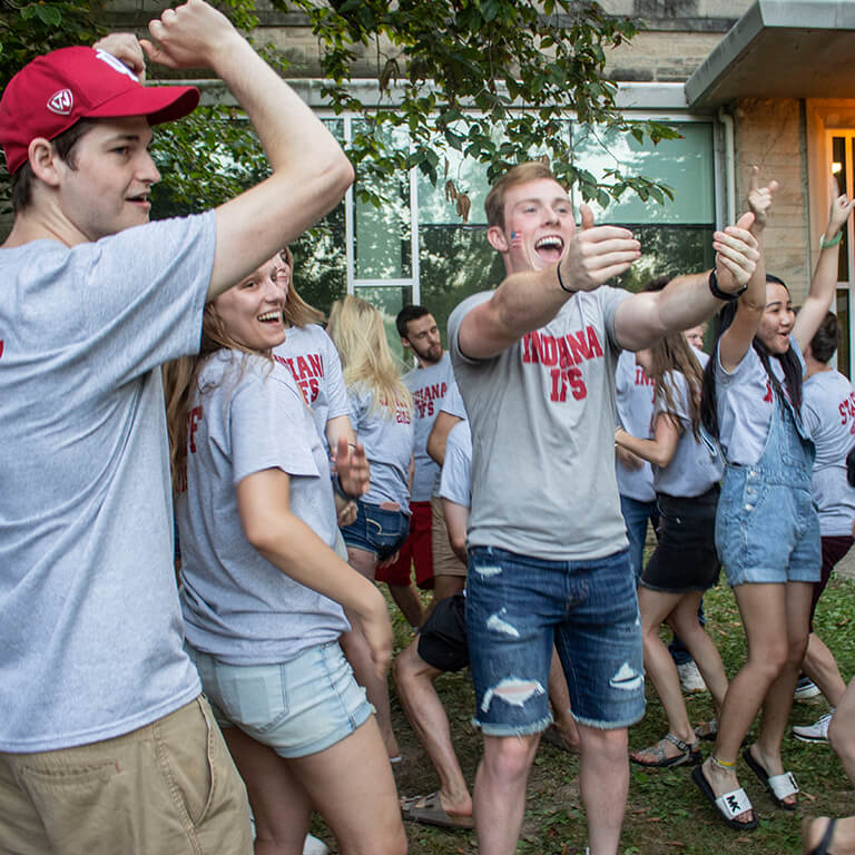 Students and IFS staff dancing at the IFS 2019 Welcome Festival